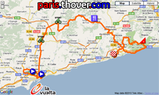 La carte du parcours de la dixième étape de la Vuelta a Espa&ntildea 2010 sur Google Maps