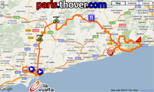 La carte du parcours de la dixième etappe de la Vuelta a Espa&ntildea 2010 sur Google Maps