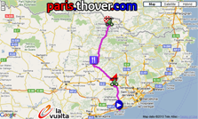 La carte du parcours de la onzième étape de la Vuelta a Espa&ntildea 2010 sur Google Maps