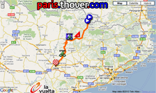 La carte du parcours de la douzième étape de la Vuelta a Espa&ntildea 2010 sur Google Maps