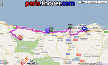 La carte du parcours de la quinzième étape de la Vuelta a Espa&ntildea 2010 sur Google Maps