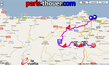 La carte du parcours de la seizième étape de la Vuelta a Espa&ntildea 2010 sur Google Maps