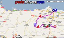 La carte du parcours de la seizime tape de la Vuelta a Espaa 2010 sur Google Maps