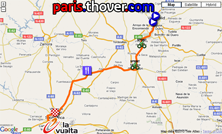 La carte du parcours de la dix-huitième étape de la Vuelta a Espa&ntildea 2010 sur Google Maps