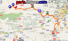 La carte du parcours de la dix-neuvième étape de la Vuelta a Espa&ntildea 2010 sur Google Maps