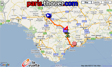 La carte du parcours de la deuxième étape de la Vuelta a Espa&ntildea 2010 sur Google Maps