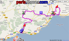 La carte du parcours de la troisième étape de la Vuelta a Espa&ntildea 2010 sur Google Maps