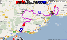 La carte du parcours de la troisime stage de la Vuelta a Espaa 2010 sur Google Maps