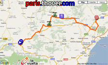 La carte du parcours de la cinquième étape de la Vuelta a Espa&ntildea 2010 sur Google Maps
