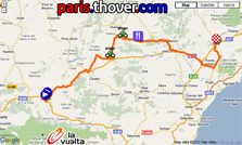 La carte du parcours de la cinquième etappe de la Vuelta a Espa&ntildea 2010 sur Google Maps