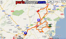 La carte du parcours de la septième stage de la Vuelta a Espa&ntildea 2010 sur Google Maps