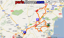 La carte du parcours de la septième etappe de la Vuelta a Espa&ntildea 2010 sur Google Maps