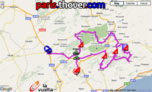 La carte du parcours de la huitième stage de la Vuelta a Espa&ntildea 2010 sur Google Maps