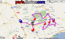 La carte du parcours de la huitime tape de la Vuelta a Espaa 2010 sur Google Maps