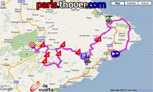 La carte du parcours de la neuvième étape de la Vuelta a Espa&ntildea 2010 sur Google Maps