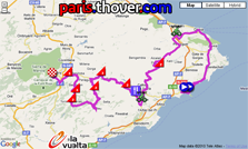 La carte du parcours de la neuvime stage de la Vuelta a Espaa 2010 sur Google Maps