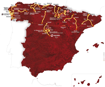 Map of the Vuelta a Espa&ntildea 2012 race route