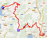 The map with the race route of the tenth stage of the Vuelta a Espa&ntildea 2012 on Google Maps