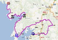The map with the race route of the twelfth stage of the Vuelta a Espa&ntildea 2012 on Google Maps