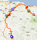 De kaart met het parcours van de vijftiende etappe van de Vuelta a Espa&ntildea 2012 op Google Maps