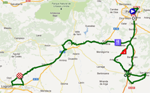 The map with the race route of the second stage of the Vuelta a Espa&ntildea 2012 on Google Maps
