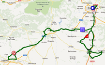 De kaart met het parcours van de tweede etappe van de Vuelta a Espa&ntildea 2012 op Google Maps