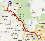 The map with the race route of the twentieth stage of the Vuelta a Espa&ntildea 2012 on Google Maps