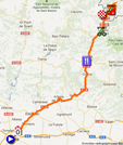 The map with the race route of the eighth stage of the Vuelta a Espa&ntildea 2012 on Google Maps