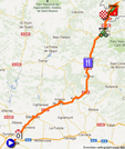 De kaart met het parcours van de achtste etappe van de Vuelta a Espaa 2012 op Google Maps