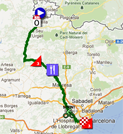 De kaart met het parcours van de negende etappe van de Vuelta a Espa&ntildea 2012 op Google Maps