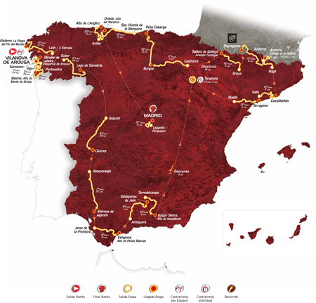 La carte officielle de la Vuelta a Espa&ntildea 2013
