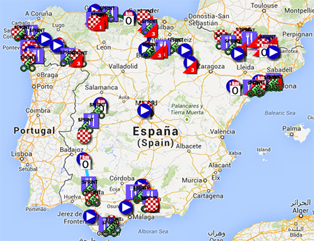 The Tour of Spain 2013 race route in Google Earth