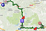 La carte du parcours de la cinquième étape du Tour d'Espagne 2013 sur Google Maps