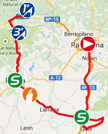 The map with the race route of the eleventh stage of the Tour of Spain 2014 on Google Maps