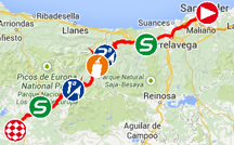 The map with the race route of the fourteenth stage of the Tour of Spain 2014 on Google Maps