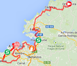 De kaart met het parcours van de zeventiende etappe van de Ronde van Spanje 2014 op Google Maps