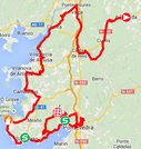 De kaart met het parcours van de achttiende etappe van de Ronde van Spanje 2014 op Google Maps