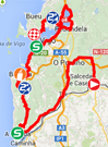 De kaart met het parcours van de negentiende etappe van de Ronde van Spanje 2014 op Google Maps