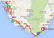 De kaart met het parcours van de tweede etappe van de Ronde van Spanje 2014 op Google Maps