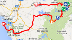 De kaart met het parcours van de derde etappe van de Ronde van Spanje 2014 op Google Maps