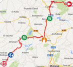De kaart met het parcours van de vijfde etappe van de Ronde van Spanje 2014 op Google Maps