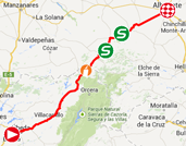 De kaart met het parcours van de achtste etappe van de Ronde van Spanje 2014 op Google Maps