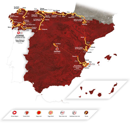 The map of the Tour of Spain 2016