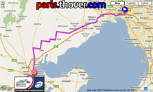 De kaart met het parcours van de wegrit van de Wereldkampioenschappen wegwielrennen op Google Maps