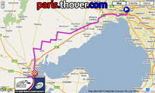 La carte du parcours des courses en ligne des Championnats du Monde 2010 sur Google Maps