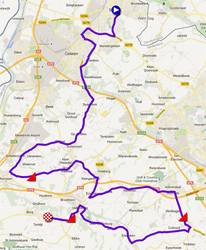 La carte du parcours du Contre la montre par équipes UCI hommes des Championnats du Monde 2012 sur Google Maps