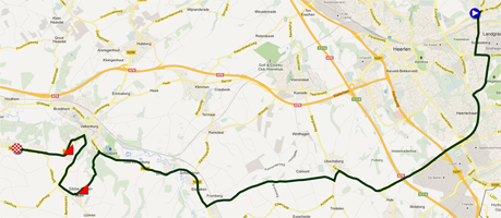 The map with the race route of the Individual time trial junior men of the World Championships 2012 on Google Maps