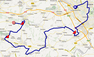 The map with the race route of the Individual time trial men elite of the World Championships 2012 on Google Maps
