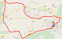 De kaart met het parcours van de ploegentijdrit Elite Dames des Wereldkampioenschappen Wegwielrennen 2014 sur Google Maps