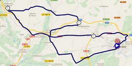 De kaart met het parcours van de ploegentijdrit Elite Heren des Wereldkampioenschappen Wegwielrennen 2014 sur Google Maps